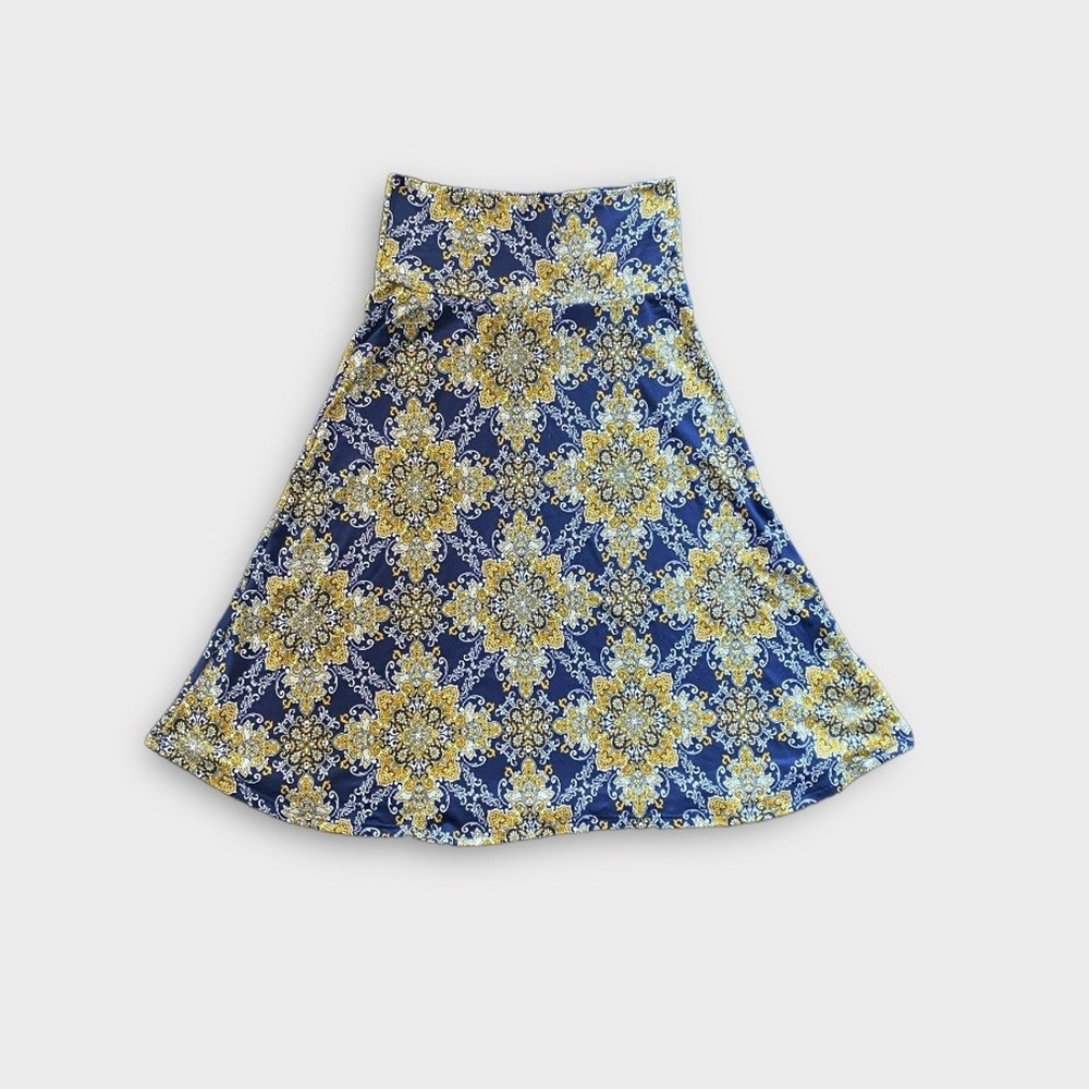 Colette Mali Paisley Knit Stretch Skirt XS Blue Yellow NWT